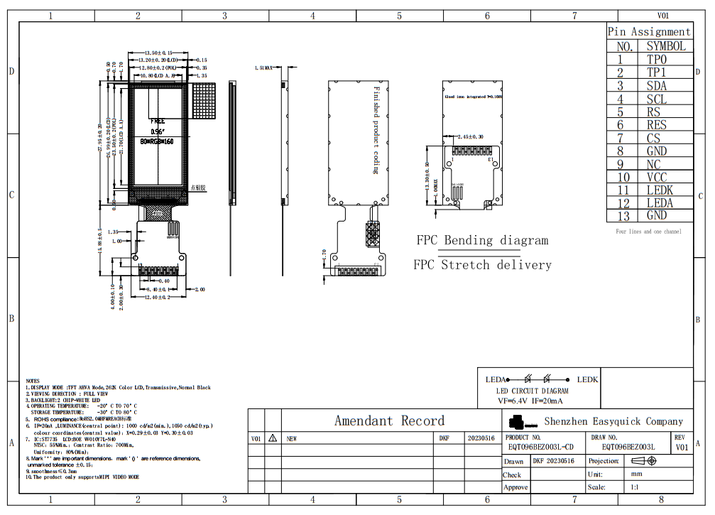 Easy Quick 0.96 inch LCD Drawing-EQT096BEZ003L